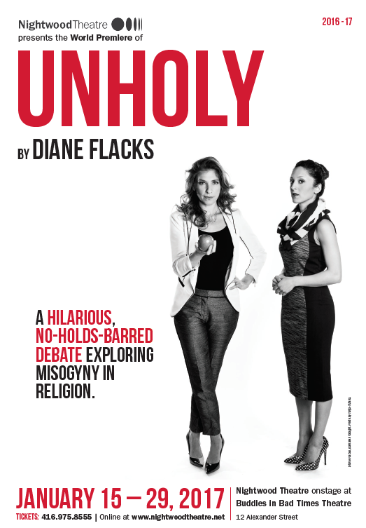 [Poster for the play "Unholy".]