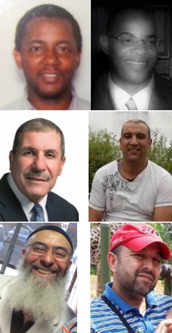 [A collage of photos of the victims of the 2017-01-29 Québec mosque shooting: Ibrahima Barry, Mamadou Tanou Barry, Khaled Belkacemi, Abdelkrim Hassane, Azzedine Soufiane, and Aboubaker Thabti.]